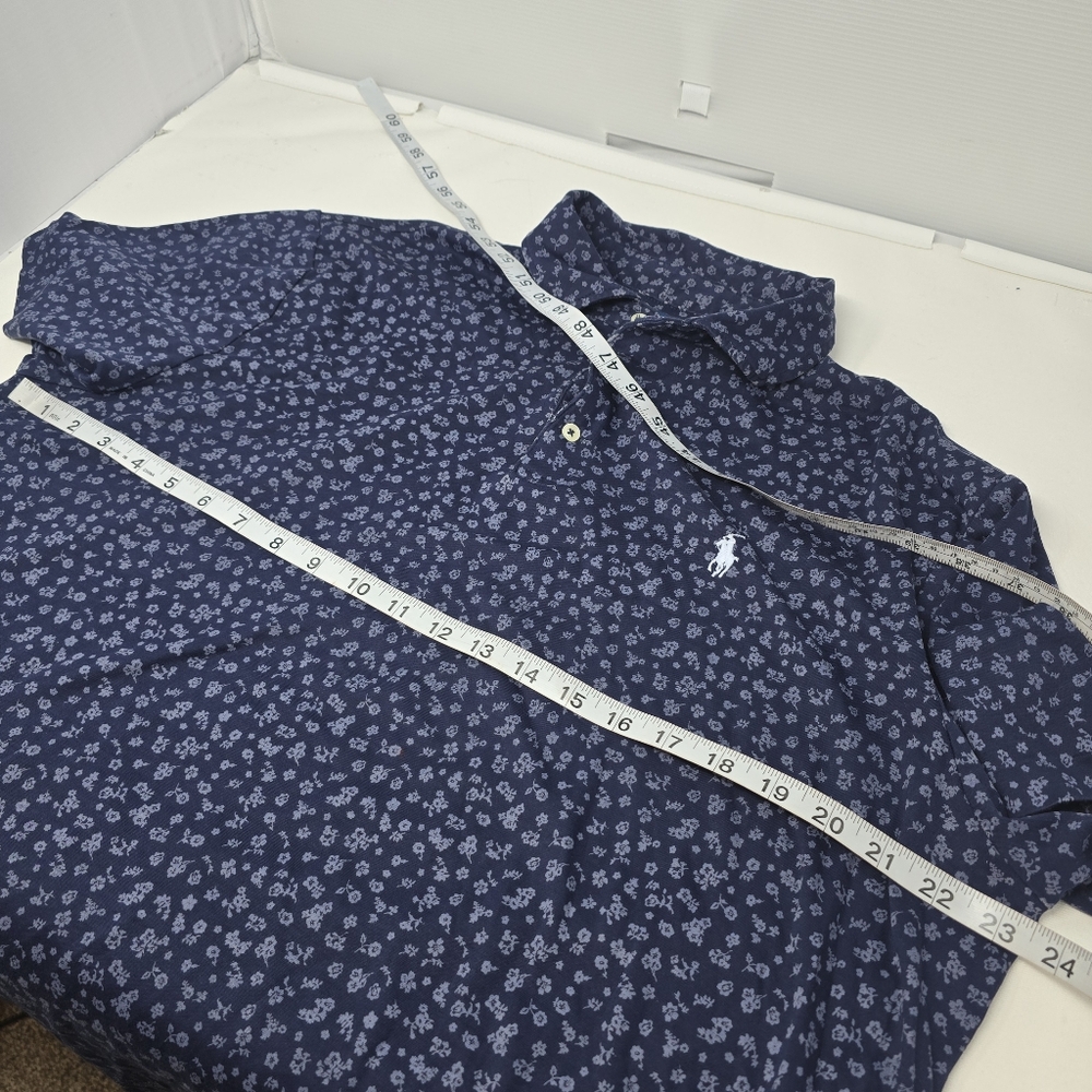 Polo Ralph Lauren Men's Size XL Blue White Floral All Over Print Slim Fit Cotton - Picture 7 of 9